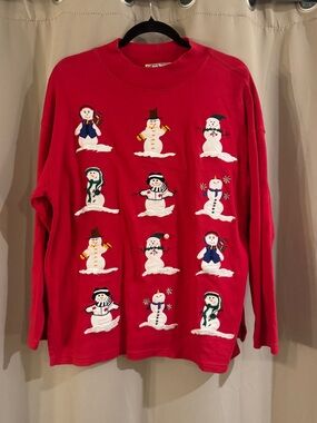 Bechamel Red Cotton Petites Snowman Top